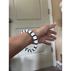 Black white acrylic bangle bracelet Beetlejuice chunky statement big cuff bold